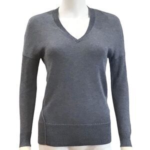 Metallic V-Neck Sweater, Blue, REISS, Size XS
